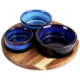 Miseczki na przekąski sos dip ceramiczne na tacy 20cm 4-ele EXCELLENT HOUSEWARE 139308-N
