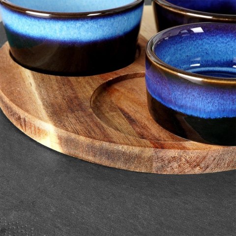 Miseczki na przekąski sos dip ceramiczne na tacy 20cm 4-ele EXCELLENT HOUSEWARE 139308-N