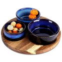 Miseczki na przekąski sos dip ceramiczne na tacy 20cm 4-ele EXCELLENT HOUSEWARE 139308-N