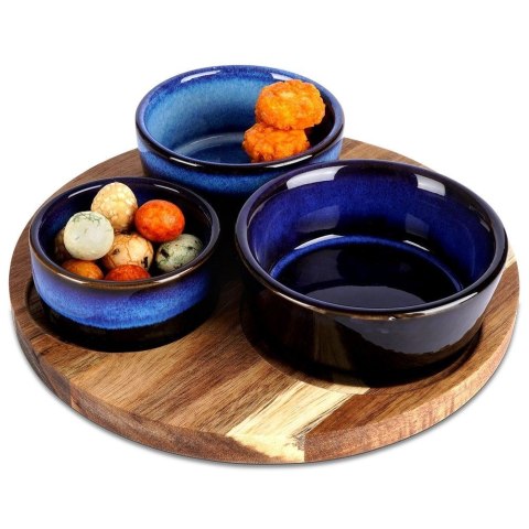 Miseczki na przekąski sos dip ceramiczne na tacy 20cm 4-ele EXCELLENT HOUSEWARE 139308-N