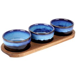Miseczki na przekąski sos dip ceramiczne na tacy 29.5cm 3 szt. EXCELLENT HOUSEWARE 139309-N