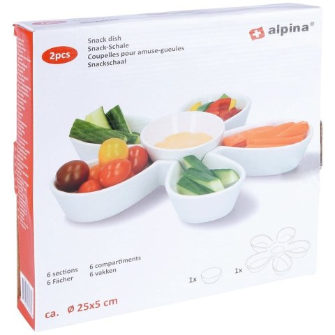 Miseczki na przekąski sosy dipy ceramiczne białe 25x25x5cm ALPINA 139348