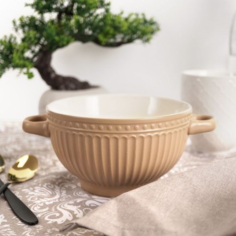 Miska do zupy na zupę bulionówka z uchem ceramiczna 640ml brązowa VILDE 139118-B