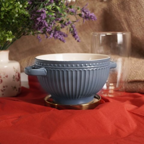 Miska do zupy na zupę bulionówka z uchem ceramiczna 640ml niebieska VILDE 139118-N