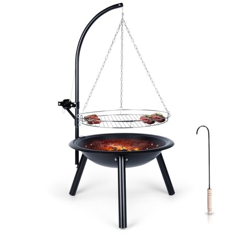 Palenisko ogrodowe metalowe z wiszącym rusztem 50x100cm BBQ 489304