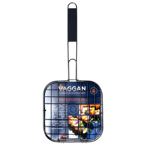 Ruszt do grillowania burgerów metalowy czarny nieprzywierający 49x21.1cm VAGGAN 489308