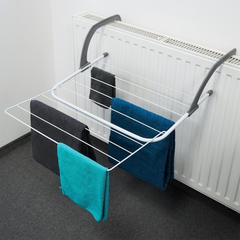 Suszarka na pranie na kaloryfer metalowa biała rozkładana 55x50.5cm VILDE 568005