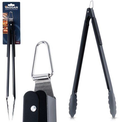 Szczypce grillowe stalowe czarne 51cm VAGGAN 489307