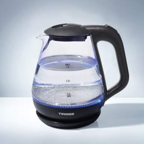 Czajnik szklany elektryczny mały 1.2L 1630W niebieski TIROSS TS-2708