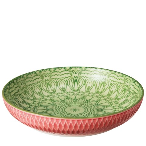 Płytka miska, porcelana, śred. 21 cm, 0,75 l, różowe romby
