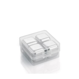 Stalowe kostki chłodzace w pudełku, 4 szt., 2,5 x 2,5 x 2,5 cm