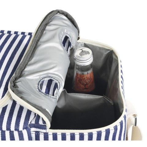 Torba termiczna piknikowa, 45 x 20 x 30 cm, 23 l, biało-niebieska
