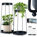 Kwietnik stojący metalowy czarny 2-poziomowy 46 / 58cm 2 sztuki TRENDS4YOU 569973