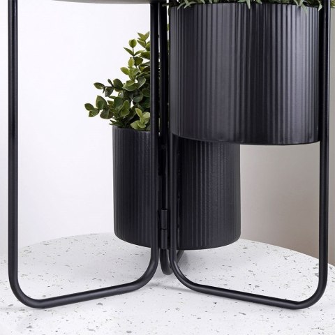 Kwietnik stojący wysoki metalowy czarny 3-poziomowy 33x24x57cm VILDE 339468