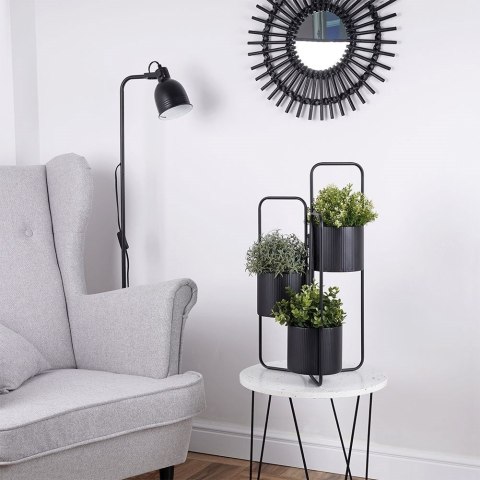 Kwietnik stojący wysoki metalowy czarny 3-poziomowy 33x24x57cm VILDE 339468