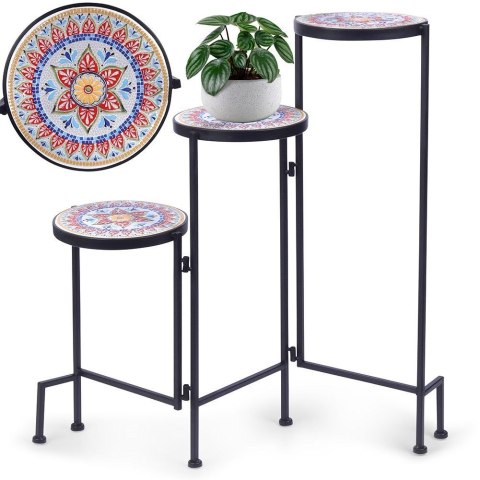 Kwietnik stojący wysoki metalowy czarny 3-poziomowy 68cm VILDE 339477