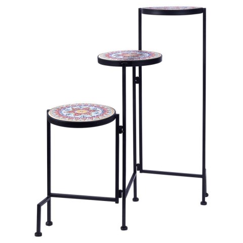 Kwietnik stojący wysoki metalowy czarny 3-poziomowy 68cm VILDE 339477
