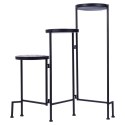 Kwietnik stojący wysoki metalowy czarny 3-poziomowy 68cm VILDE 339477