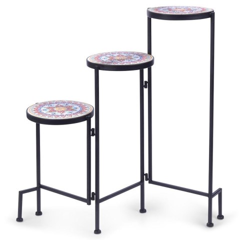 Kwietnik stojący wysoki metalowy czarny 3-poziomowy 68cm VILDE 339477