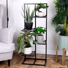Kwietnik stojący wysoki metalowy czarny 4-poziomowy 102cm VILDE 569621