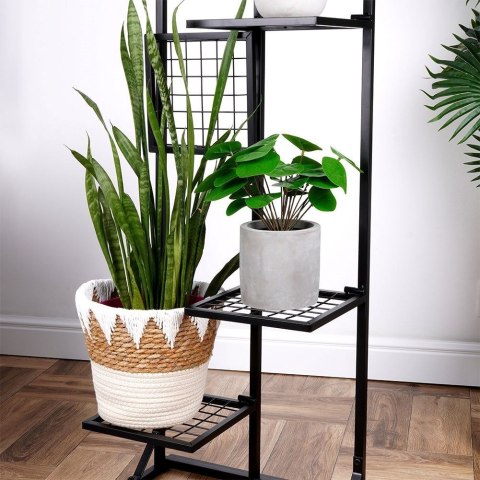 Kwietnik stojący wysoki metalowy czarny 4-poziomowy 102cm VILDE 569621