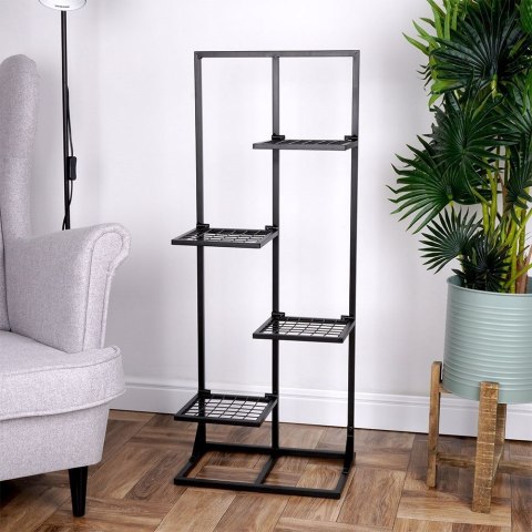 Kwietnik stojący wysoki metalowy czarny 4-poziomowy 102cm VILDE 569621