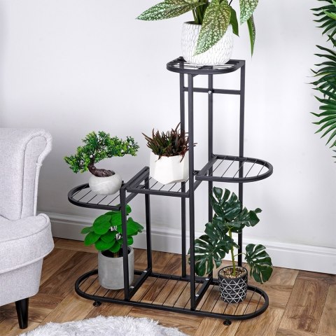 Kwietnik stojący wysoki metalowy czarny 5-poziomowy 84.5cm VILDE 569815