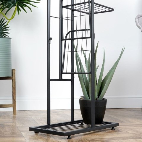 Kwietnik stojący wysoki metalowy czarny 5-poziomowy 96cm VILDE 569808