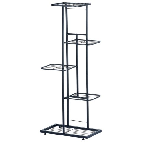 Kwietnik stojący wysoki metalowy czarny 5-poziomowy 96cm VILDE 569808