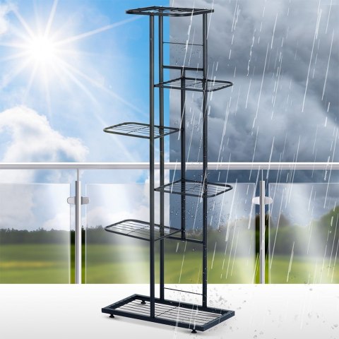 Kwietnik stojący wysoki metalowy czarny 6-poziomowy 106cm VILDE 569809