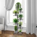 Kwietnik stojący wysoki metalowy czarny 7-poziomowy 138cm VILDE 569810