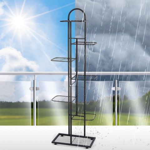 Kwietnik stojący wysoki metalowy czarny 7-poziomowy 138cm VILDE 569810