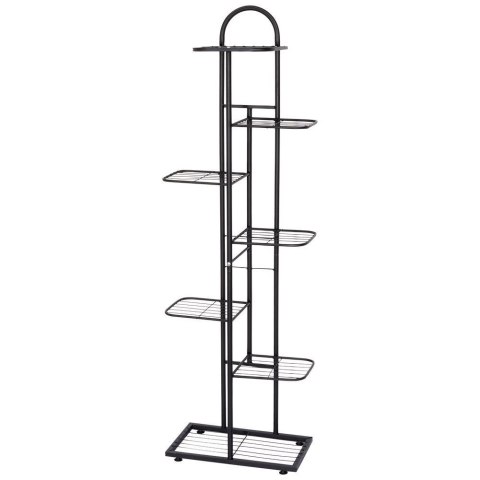 Kwietnik stojący wysoki metalowy czarny 7-poziomowy 138cm VILDE 569810
