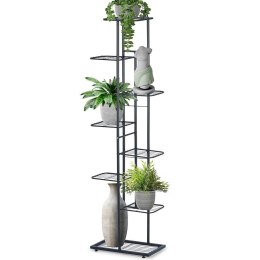 Kwietnik stojący wysoki metalowy czarny 8-poziomowy 142cm VILDE 569811