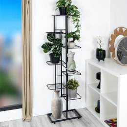 Kwietnik stojący wysoki metalowy czarny 8-poziomowy 142cm VILDE 569811
