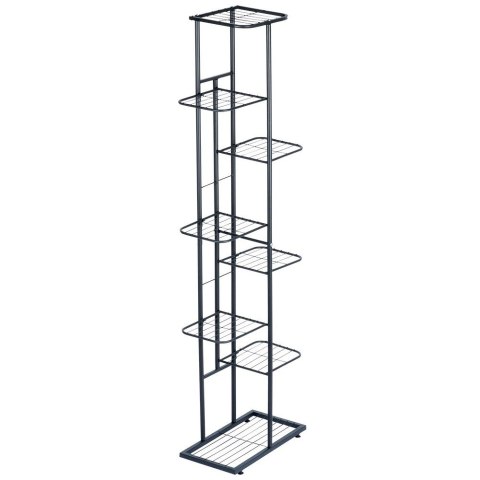 Kwietnik stojący wysoki metalowy czarny 8-poziomowy 142cm VILDE 569811