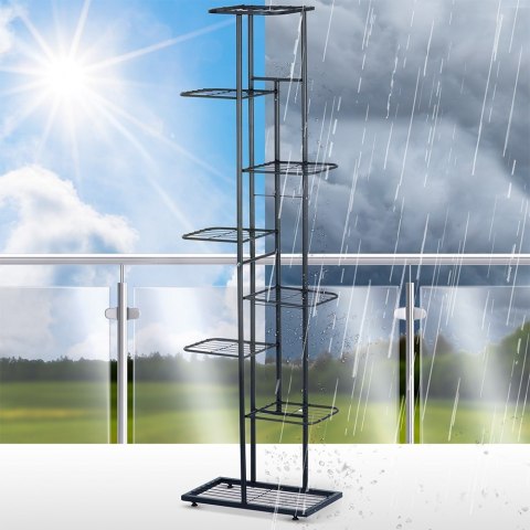 Kwietnik stojący wysoki metalowy czarny 8-poziomowy 142cm VILDE 569811