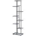 Kwietnik stojący wysoki metalowy czarny 8-poziomowy 142cm VILDE 569811