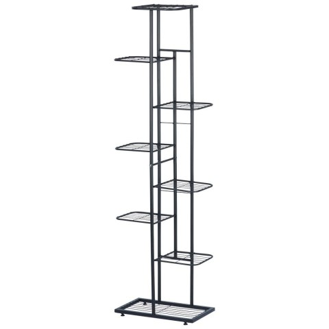 Kwietnik stojący wysoki metalowy czarny 8-poziomowy 142cm VILDE 569811