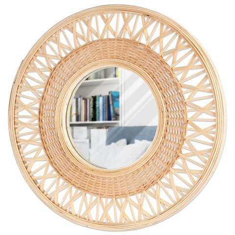 Lustro ścienne na ścianę drewniane beżowe okrągłe 56cm VILDE 569622