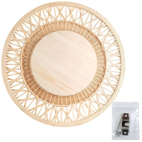 Lustro ścienne na ścianę drewniane beżowe okrągłe 56cm VILDE 569622