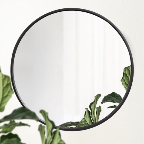 Lustro ścienne na ścianę drewniane czarne okrągłe 50cm VILDE 569290