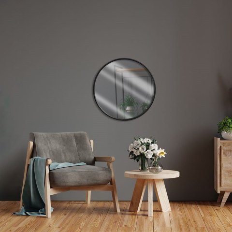Lustro ścienne na ścianę drewniane czarne okrągłe 50cm VILDE 569290