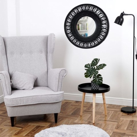 Lustro ścienne na ścianę drewniane czarne okrągłe 56cm VILDE 569623