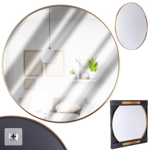 Lustro ścienne na ścianę złote okrągłe 50cm VILDE 569762