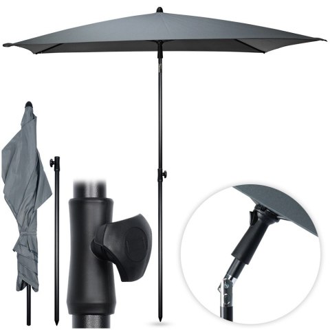 Parasol ogrodowy szary regulowany 125x200cm VILDE 489347