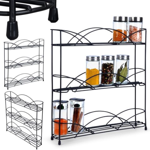 Półka na przyprawy kuchenna metalowa czarna 33.5x6.5x33.5cm VILDE 229070