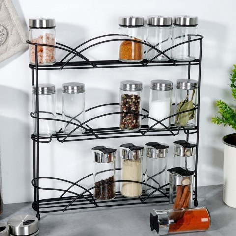 Półka na przyprawy kuchenna metalowa czarna 33.5x6.5x33.5cm VILDE 229070