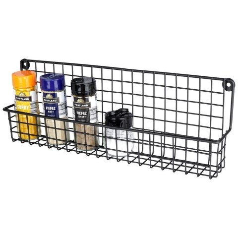 Półka na przyprawy kuchenna metalowa czarna organizer VILDE 229058