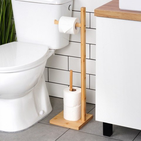 Stojak na papier toaletowy do łazienki drewniany 70cm VILDE 567039